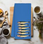 Blue Coastal Beach Kitchen Towels Decorative, Sardine Fish Lover Gifts Dish Towels, Nautical Coastal Beachy Hand Towels Drying Cloth for Kitchen Bathroom Decor, 16x24 Inch - Image 3