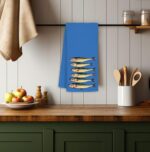 Blue Coastal Beach Kitchen Towels Decorative, Sardine Fish Lover Gifts Dish Towels, Nautical Coastal Beachy Hand Towels Drying Cloth for Kitchen Bathroom Decor, 16x24 Inch - Image 4