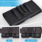 Leather Phone Holster with Strong Metal Belt Clip and Card Holder Compatible with iPhone 16 15 14 13 12 and Pro, Galaxy S25 S24 S23 S22 S21 S20 for Everyday Protection, M-Black - Image 6