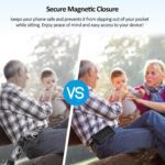 Leather Phone Holster with Strong Metal Belt Clip and Card Holder Compatible with iPhone 16 15 14 13 12 and Pro, Galaxy S25 S24 S23 S22 S21 S20 for Everyday Protection, M-Black - Image 7