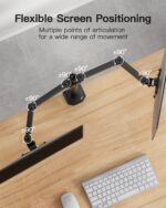 HUANUO Dual Monitor Mount for 2 Monitors up to 30 inches, Heavy Duty Dual Monitor Stand Holds up to 22 lbs, Dual Monitor Arm with Height Adjustable Tilt Swive Rotate, VESA Hole 75mm or 100mm - Image 5