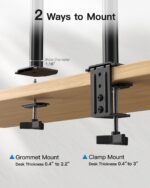 HUANUO Dual Monitor Mount for 2 Monitors up to 30 inches, Heavy Duty Dual Monitor Stand Holds up to 22 lbs, Dual Monitor Arm with Height Adjustable Tilt Swive Rotate, VESA Hole 75mm or 100mm - Image 8