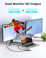 USB C Hub Docking Station Dual Monitor for Laptop, MacBook Air/Pro Dock Adapter Multiport Dongle with 2 HDMI Ports 4K 60Hz, 100W PD Charging, 3 USBA 3.0 & USBC - Image 4