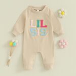 Chloefairy Little Sister Newborn Outfit Baby Girl Jumpsuit Lil Sis Romper Long Sleeve Playsuit One Piece Fall Outfit - Image 3