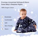 Baby Sleep Sack 12-18 Months 100% Cotton Long Sleeve Wearable Blanket Baby Sleep Bag with 2-Way Zipper 2 Pack 0.5 Tog Sleeping Sack for Newborn Infant Blue Grey Planet - Image 3