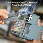 Compatible with Galaxy S25 Ultra Case Wallet with Credit Card Holder Shockproof Hard PC TPU S25 Ultra Phone Case Slide Flip Protective Cover for Samsung Galaxy S25 Ultra (Blue) - Image 4