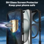 CENHUFO Magnetic Privacy for iPhone 16 Case [Compatible with Magsafe] Full Body Phone Case Built-in 9H Tempered Glass Privacy Screen Protector and Camera Lens Cover, Shockproof Bumper Clear -Black - Image 7