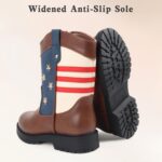 Cowboy/Cowgirl Boots for Boys/Girls Toddler Western Wide Calf Square Toe Kids Boots with Side Zipper (White+ Brown+Dark Brown) - Image 4