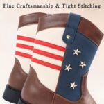 Cowboy/Cowgirl Boots for Boys/Girls Toddler Western Wide Calf Square Toe Kids Boots with Side Zipper (White+ Brown+Dark Brown) - Image 5