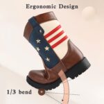 Cowboy/Cowgirl Boots for Boys/Girls Toddler Western Wide Calf Square Toe Kids Boots with Side Zipper (White+ Brown+Dark Brown) - Image 6