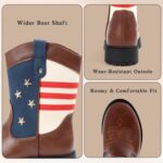 Cowboy/Cowgirl Boots for Boys/Girls Toddler Western Wide Calf Square Toe Kids Boots with Side Zipper (White+ Brown+Dark Brown) - Image 7