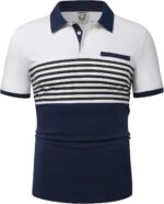 Hardaddy Men's Striped Polo Shirt Short Sleeve Casual Color Block Graphic Tee Collared Golf Shirts for Men - Image 3