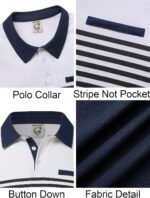 Hardaddy Men's Striped Polo Shirt Short Sleeve Casual Color Block Graphic Tee Collared Golf Shirts for Men - Image 6