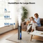 Smart Humidifiers for Bedroom Large Room with Smart App & Remote Control, 7L/1.85Gal Quiet Humidifiers, 4 Mist Levels Cool Mist Humidifier for Office - Image 3