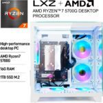LXZ Desktop, Prebuilt PC Ryzen 7-5700G, 16G DDR4 RAM, 1TB NVME SSD,WiFi 6, Tower Computer with 650W Power Supply for Home and Office (White) - Image 4