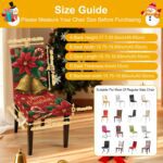Christmas Bell Chair Covers Set of 4, Stretchable Dining Chair Slipcovers with Poinsettia Flowers and Candy Canes for Holiday Décor - Image 6