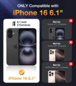 Diaclara Designed for iPhone 16 Case, Full Body Rugged Case with Built-in Touch Sensitive Anti-Scratch Screen Protector, with Camera Protection for iPhone 16 6.1" (Black) - Image 8