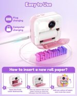 KOKODI Kids Camera Instant Print, Toddler Cameras Christmas Birthday Gifts for Girls Age 3-12, Digital Video Instant Printable Camera for Kids,Toys for Ages 5-7 Girls (Pink) - Image 8