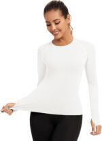 Loovoo Workout Tops for Women 1/2 Pack Long Sleeve Athletic Shirts with Thumb Holes Breathable Quick Dry Yoga T-Shirts - Image 5