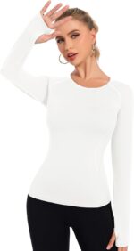 Loovoo Workout Tops for Women 1/2 Pack Long Sleeve Athletic Shirts with Thumb Holes Breathable Quick Dry Yoga T-Shirts - Image 6