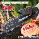 Mini Chainsaw 6 Inch Cordless, Super Handheld Chainsaw with 2x Big Batteries, Electric Mini Chain saw Battery Powered, Small Hand saws for Tree Wood - Garden Yard Time Saving Tool - Image 5