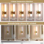 Gold Wall Sconce 5CCT Dimmable Bathroom Sconce with Acrylic Shade LED 15 inch Hardwired Wall Light Fixtures for Bathroom Living Room Bedroom Hallway - Image 4