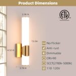 Gold Wall Sconce 5CCT Dimmable Bathroom Sconce with Acrylic Shade LED 15 inch Hardwired Wall Light Fixtures for Bathroom Living Room Bedroom Hallway - Image 5