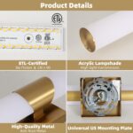 Gold Wall Sconce 5CCT Dimmable Bathroom Sconce with Acrylic Shade LED 15 inch Hardwired Wall Light Fixtures for Bathroom Living Room Bedroom Hallway - Image 6