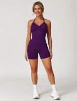 ABOCIW Workout Sets for Women 2 Piece Seamless Impact Longline Strappy Top Scrunch Butt High Waist Biker Shorts Gym Set - Image 3