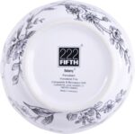 222 Fifth 12-Piece Porcelain Dinnerware Set for 4, White & Black Plates and Bowls Set, Glossy Ceramic Dish Set with Delicate Floral Design, Elegant Kitchen Dishes, Microwave & Dishwasher Safe, Bellamy - Image 9