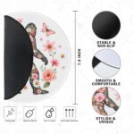 Bigfoot with Floral Round Mousepad, Bigfoot Flowers Gifts Mouse Pads for Desk Home Office Computers Laptop Accessories, Funny Flowers Butterflies Gifts Office Decor for Women, 7.9x7.9 Inch - Image 7
