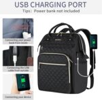 EMPSIGN 17 Inch Laptop Backpack for Women, Work Business Travel Computer College Bags, Large Capacity Water-repellent Quilted Casual Daypack with USB Port, Black - Image 7