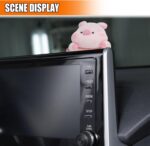 Cute Pig Car Rearview Mirror Decoration, Cartoon Funny Mini Car Dashboard Ornaments, Universal Aesthetic Automotive Interior Accessories for Women Men Present (Pig) - Image 5