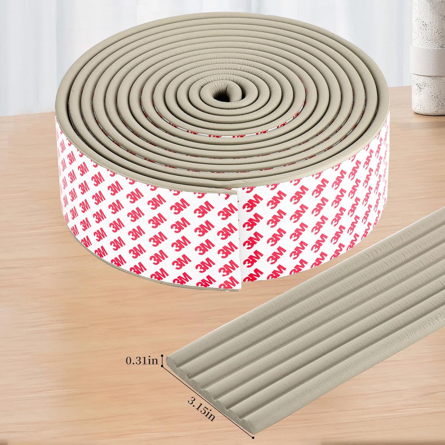 Corner Protector for Baby, Widen Edge Protector with Adhesive Backing, Baby Proofing Edge Corner Protectors Self Adhesive Furniture Corner Guard Bumper for Table, Desk, Fireplace (Gray, 16.4ft) - Image 3