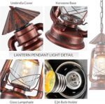 NOXARTE Vintage Pendant Light Lantern Ceiling Light Fixture with Glass Shade Adjustable Chain for Kitchen Island Farmhouse Loft Porch Width 7 Inch x Height 15 Inch - Image 4