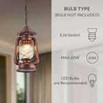 NOXARTE Vintage Pendant Light Lantern Ceiling Light Fixture with Glass Shade Adjustable Chain for Kitchen Island Farmhouse Loft Porch Width 7 Inch x Height 15 Inch - Image 5