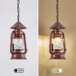 NOXARTE Vintage Pendant Light Lantern Ceiling Light Fixture with Glass Shade Adjustable Chain for Kitchen Island Farmhouse Loft Porch Width 7 Inch x Height 15 Inch - Image 6