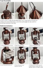 NOXARTE Vintage Pendant Light Lantern Ceiling Light Fixture with Glass Shade Adjustable Chain for Kitchen Island Farmhouse Loft Porch Width 7 Inch x Height 15 Inch - Image 10