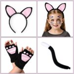 Girls Cat Costume Kids Toddler Kitty Dress Costumes Accessories Cat Ears Headband Gloves Tail Halloween Dress Up Cosplay - Image 5