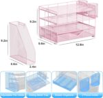 gianotter Desk Organizers and Accessories with File Holder, 4-Tier Desk Accessories & Workspace Organizers with Drawer and 2 Pen Holder, Paper Organizer for Office Supplies (Pink) - Image 6