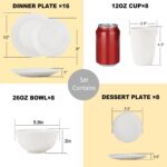 40 PCS Premium Wheat Straw Dinnerware Sets for 8, Unbreakable and Lightweight Dinner Plates,Microwave Safe Plates and Bowls Sets for Kitchen,Picnic and Party,Cereal & Salad Bowls,Water Glasses(Beige) - Image 3