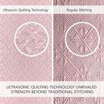 FLYMME Pink Twin Quilt Bedding Set Thin Lightweight Bedspreads,Modern Style Geometric Weave Stripe Pattern,Soft Microfiber Bed Coverlet for All Season (1 Quilt, 1Sham) - Image 4