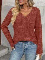 AUTOMET Long Sleeve Shirts Womens Tops Fall Fashion Business Casual Outfits 2025 V Neck T Shirts Sweaters Trendy Blouse - Image 3