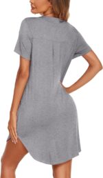 Ekouaer Nightgowns for Women Soft Cotton Sleep Shirt Short Sleeve Button Down Nightshirt - Image 5