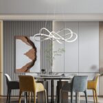 LED Pendant Lights Modern DIY Chrome Plated Dimmable Chandelier Adjustable Hanging Pendant Lamp Fixtures for Dining Living Room Kitchen Room Bar With RC (Chrome Plated, Dia25.6-30xH7.9 Inch) - Image 4