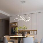 LED Pendant Lights Modern DIY Chrome Plated Dimmable Chandelier Adjustable Hanging Pendant Lamp Fixtures for Dining Living Room Kitchen Room Bar With RC (Chrome Plated, Dia25.6-30xH7.9 Inch) - Image 6