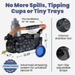 Dog Stroller Caddy Organizer with Poop Bag Dispenser, Treat Pocket, Water Bowl – Dog Stroller Accessories with Insulated Cup Holders, Pet Storage & Non-Slip Fit for 14"-19" Wide Handlebars - Paws - Image 5