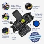 Dog Stroller Caddy Organizer with Poop Bag Dispenser, Treat Pocket, Water Bowl – Dog Stroller Accessories with Insulated Cup Holders, Pet Storage & Non-Slip Fit for 14"-19" Wide Handlebars - Paws - Image 6