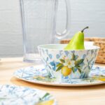 Bzyoo 12-Piece Melamine Dinnerware Set - Lemon Tiles | Lightweight, Durable, BPA-Free | Dishwasher Safe Dish Set for Indoor & Outdoor Use - Perfect for Camping, BBQs - Image 5