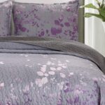 Masterplay 3-Piece Fine Printed Oversize (118 inchx95 inch ) Quilt Set,Bedspread Coverlet King Size Bed Cover (Dark Grey,Purple Gradient,Vine) - Image 6